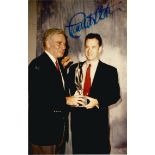 Charlton Heston RARE signed 7x5 colour photograph pictured as he handed over The Golden Apple