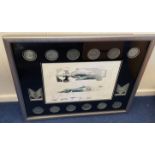 Formula One Mercedes framed Blueprint and Medal Set rare item not available to the general public