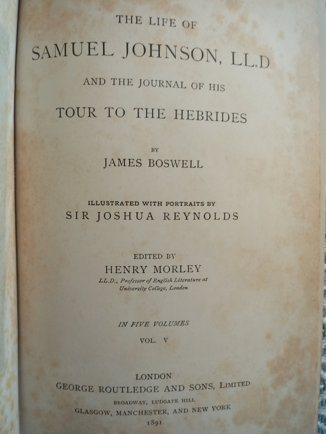 3 x Boswell's Life Of Dr Johnson by Henry Morley hardback books Published 1891 George Routledge - Image 4 of 10