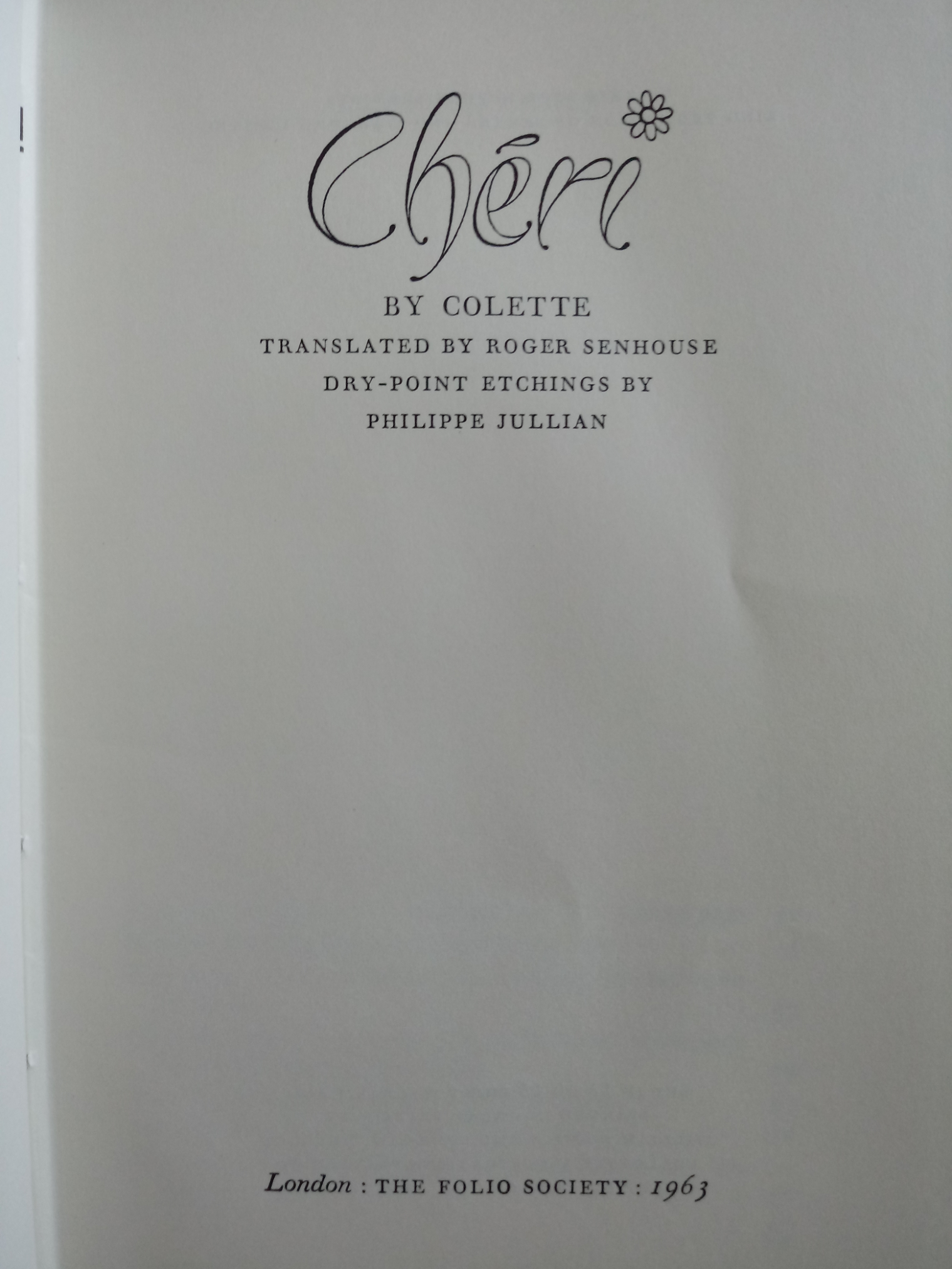 Cheri by Colette translated by Roger Senhouse hardback book 160 pages Published 1963 The Folio - Image 3 of 3