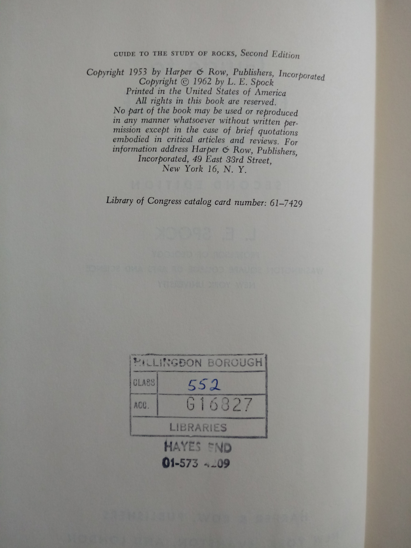 Guide to the Study of Rocks Second Edition by L. E. Spock 298 pages Published 1953 Harper & Row. - Image 4 of 4