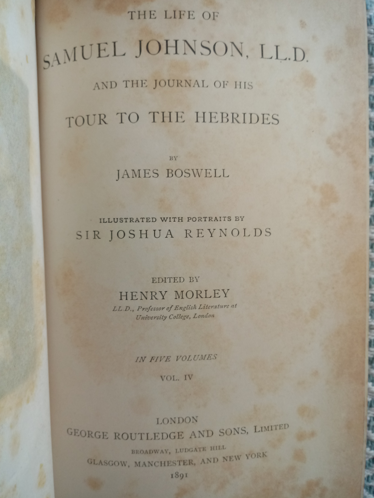 3 x Boswell's Life Of Dr Johnson by Henry Morley hardback books Published 1891 George Routledge - Image 10 of 10
