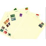 World Stamp collection 5 loose album pages countries include Iran, Egypt and Others. Good condition.