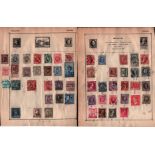 European stamp collection on 17 loose album pages. Includes Belgium, Holland, Denmark, Iceland,