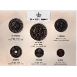 Royal Danish mint coin collection. 1986. Includes 10k, 5k, 1k, 25ore, 10ore and 5ore. Good