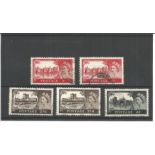 GB stamp collection on stock card. 5 stamps. SG595a (2), SG760(2) and SG762. Good condition. We
