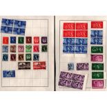QEII stamp collection on 9 loose album pages. A lot of mint stamps mainly commemoratives. 1950's and