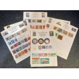 World Stamp collection 14 loose pages countries include Argentina, Ecuador, Czechoslovakia, USA