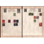 Assorted stamp collection on 9 album pages. Includes Norway, Denmark, Finland, Sweden, Liberia,