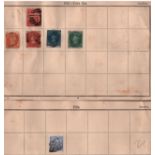 Costa Rica and Cuba stamps on album page. 6 stamps. 1860/1880. Good condition. We combine postage on