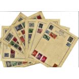 World Stamp collection 13 loose album pages countries include Aden, Ceylon, Pakistan, India and