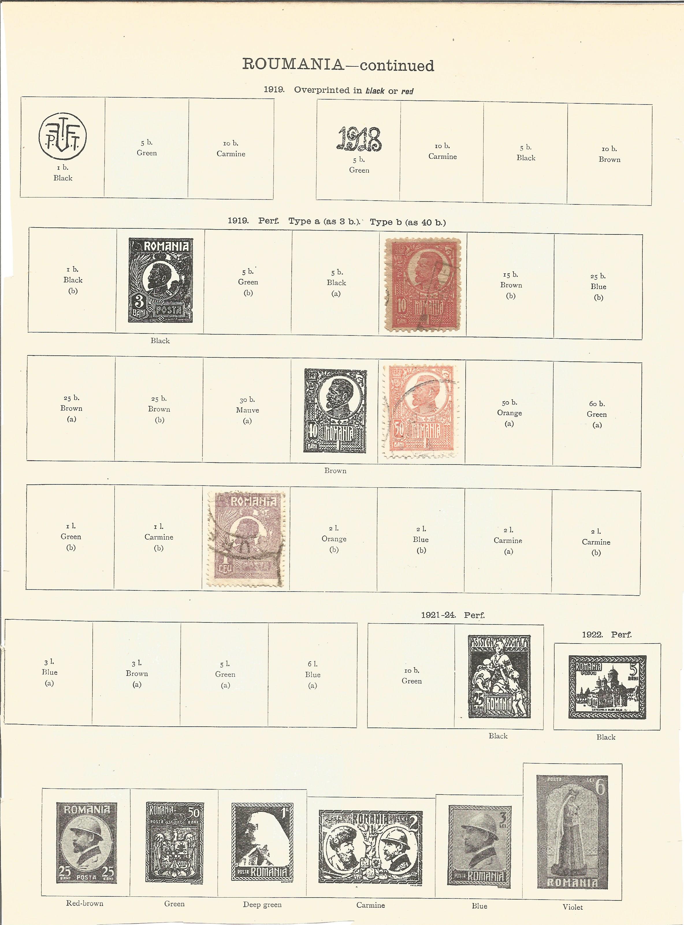 33 pages of stamps dating from around 1920 including from Poland, Hungary, Yugoslavia, Czech and