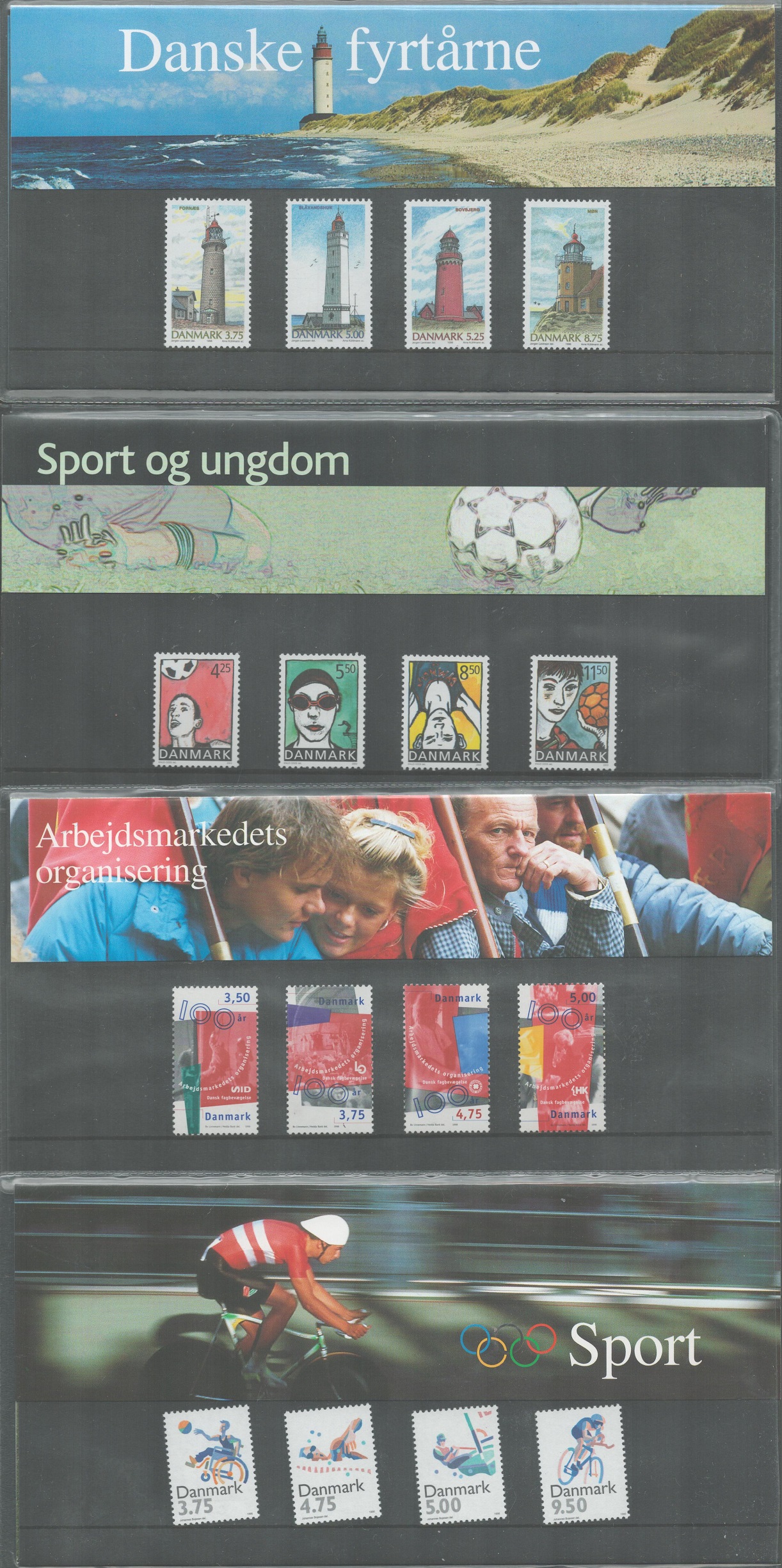 Danish presentation pack collection. 1996/2003. 4 packs. Good condition. We combine postage on