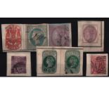 QV stamps and labels on stockcard. 8 in total. Good condition. We combine postage on multiple