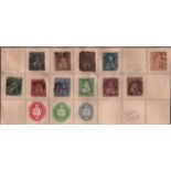 Switzerland and Turkey stamps. 14 Swiss stamps 1862-1882 and 1 1860's Turkish stamp. Good condition.