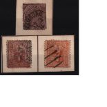 Hamburg stamp collection on stockcard. 3 stamps SG34 and SG37. 1864. Good condition. We combine