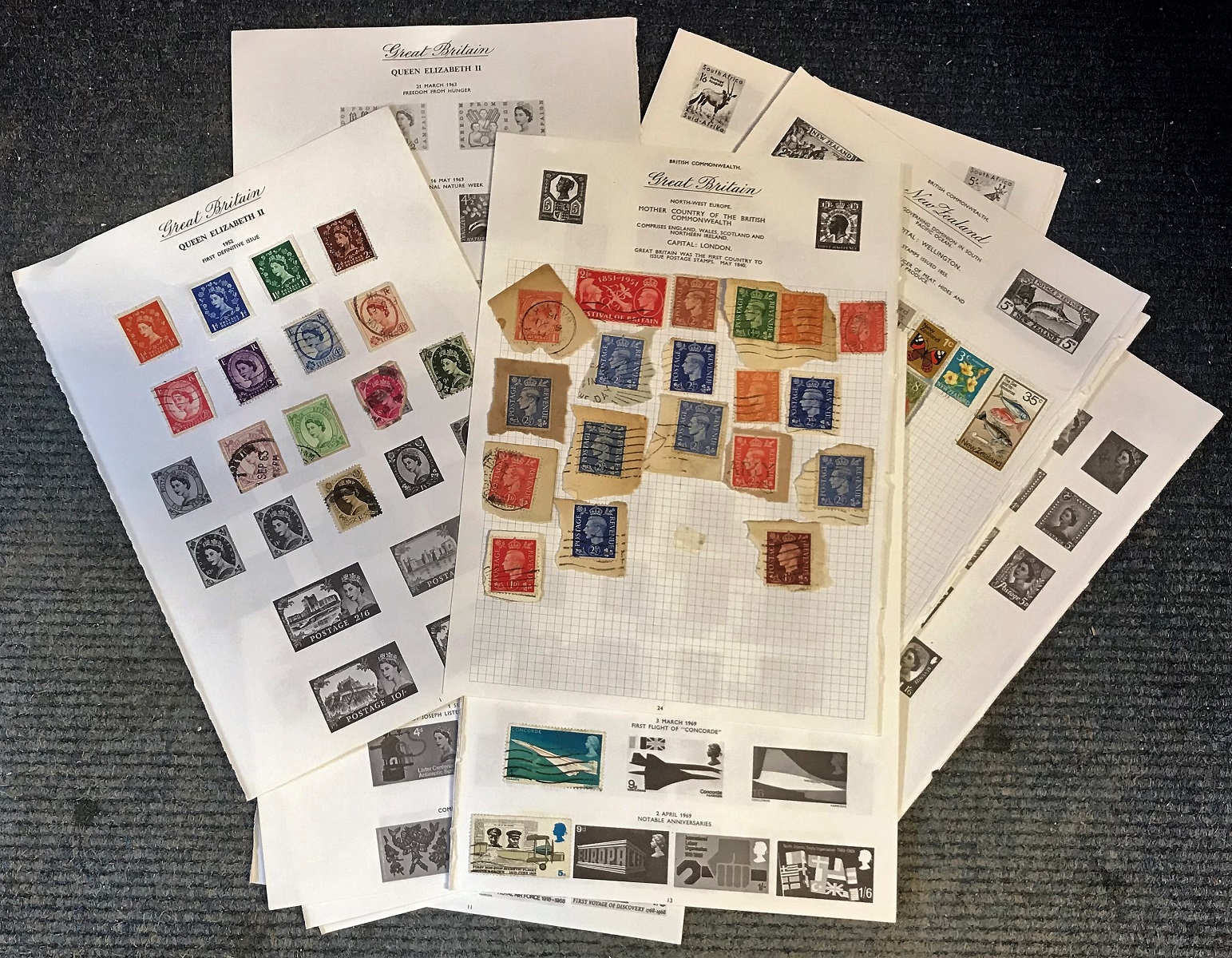 Commonwealth stamp collection 32 pages on most pages a few stamps countries include GB and New