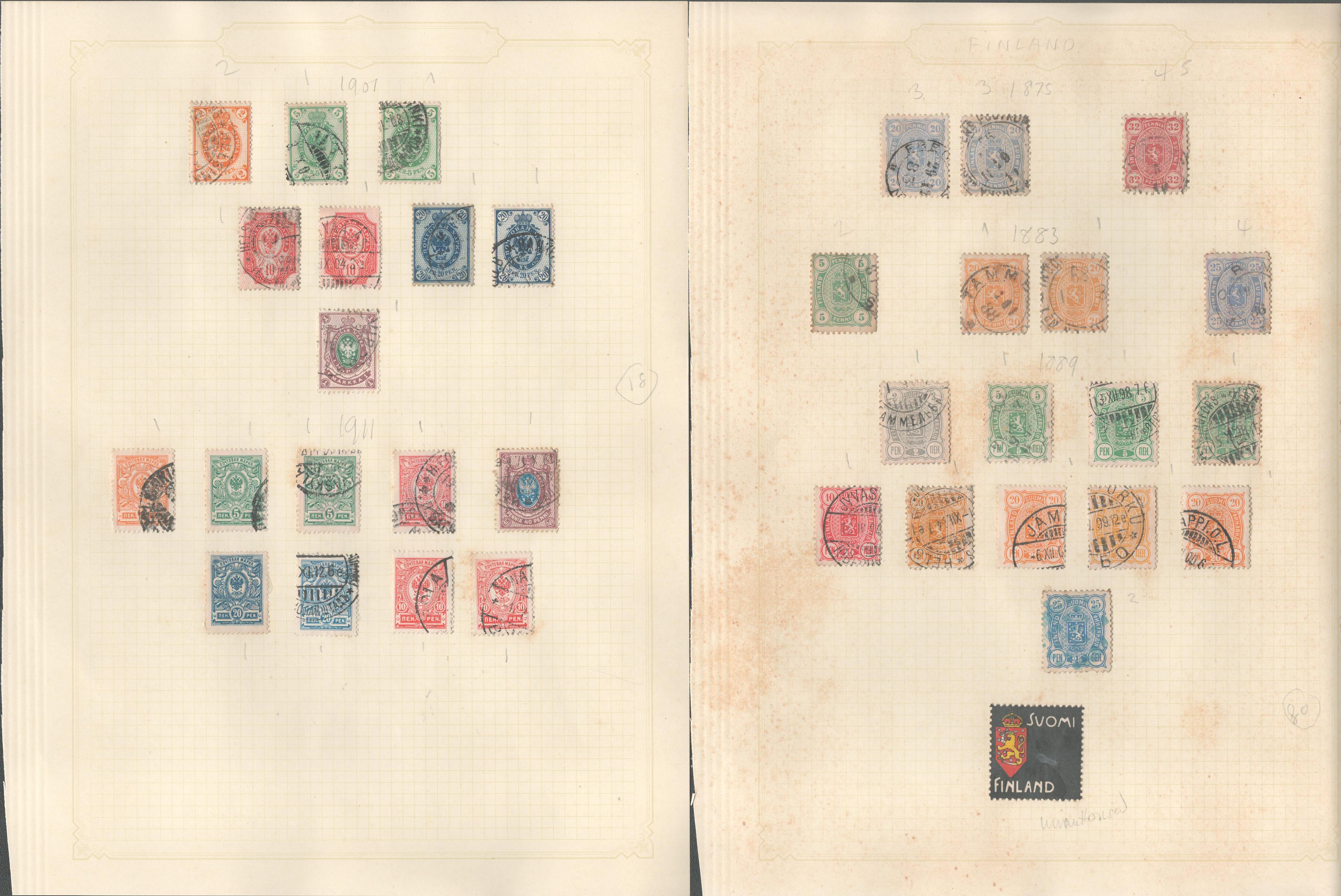 Finland stamp collection on 5 loose pages. 1875/1920. Cat value approx. £140. Good condition. We - Image 2 of 2