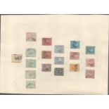 Dutch stamp collection on 1 loose album page. 18 stamps. 1852/1869. Cat value £900. Good