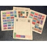 World Stamp collection 7 loose album pages countries include USA and United Nations. Good condition.