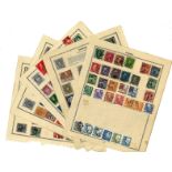 European stamp collection 8 loose album pages old stamps countries include Denmark, Finland,
