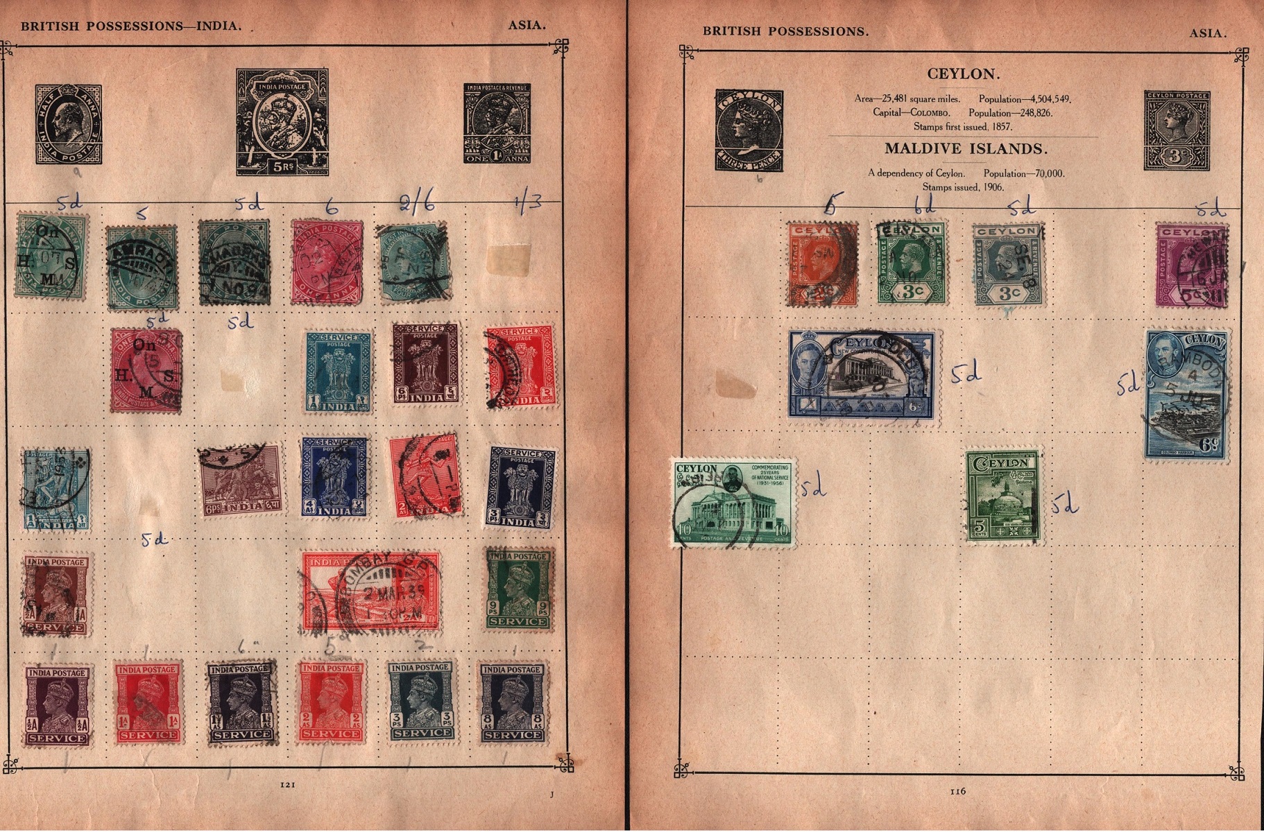 BCW collection on 14 loose pages. Amongst stamps are Ceylon, India and States, Federated Malay