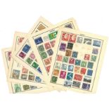 European stamp collection 9 loose album pages countries include Denmark, Finland, Iceland, Norway