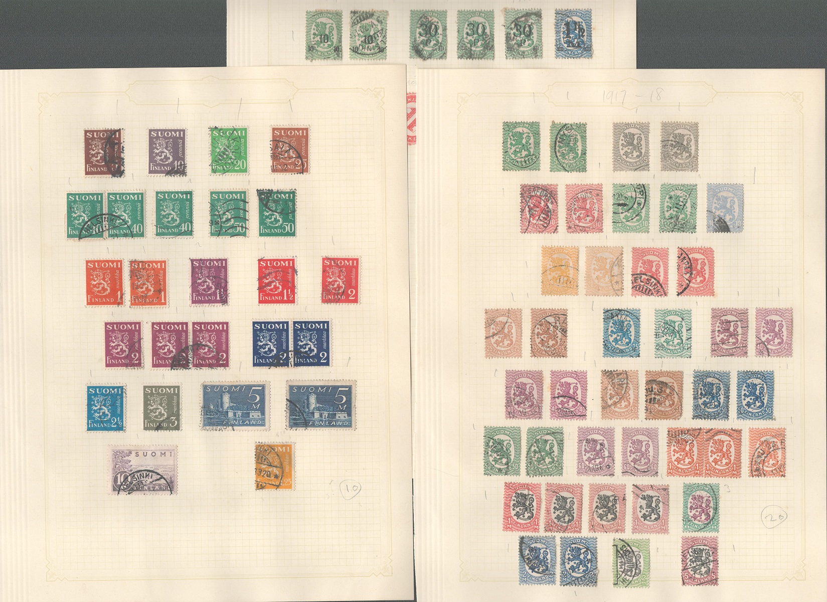 Finland stamp collection on 5 loose pages. 1875/1920. Cat value approx. £140. Good condition. We