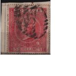 GB 5/= 1867 SG126 stamp. Good condition. We combine postage on multiple winning lots and can ship