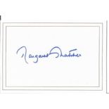 Margaret Thatcher signed 5x3 white card. Good condition. All autographs come with a Certificate of