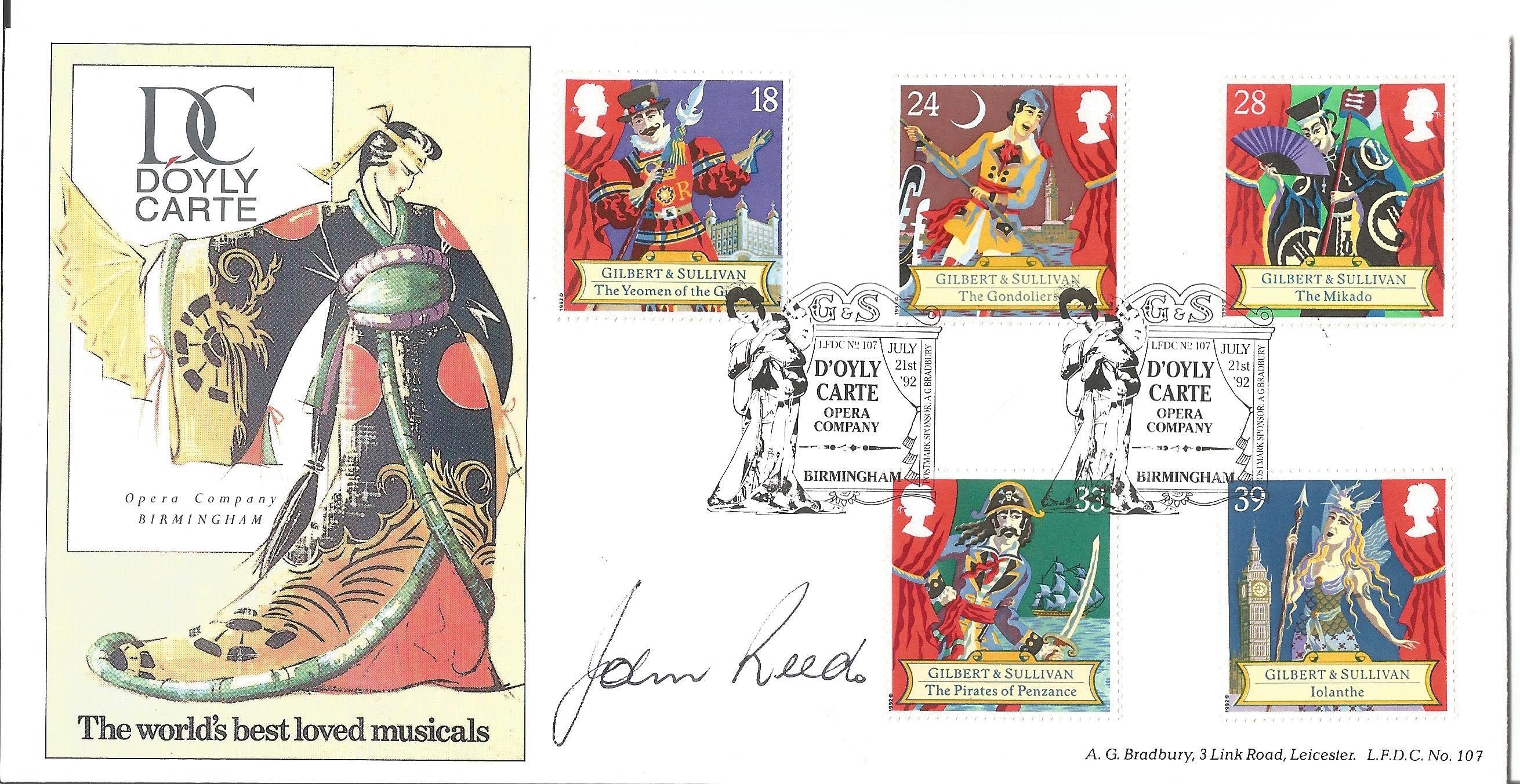 John Reed signed Doyly Carte The World's Best Loved Musicals FDC Double PM Doyly Carte Opera Company