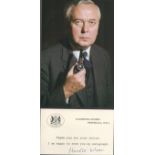 Harold Wilson (1916-1995) British Prime Minister Signed 10 Downing Street Card With Photo. Good