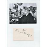 Marianne Faithfull signature piece contains a 7x5 black and white photograph and a signed card.