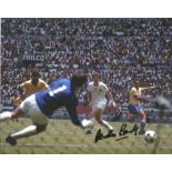 Gordon Banks signed 10x8 colour photo pictured in action for England against Brazil during the