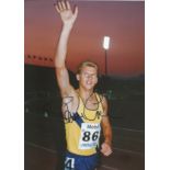 Steve Cram Signed 8x12 Athletics Photo. Good condition. All autographs come with a Certificate of