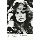 Farrah Fawcett signed 6x4 black and white photograph. Fawcett rose to international fame when she