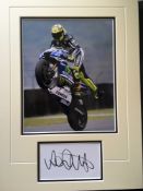 Valentino Rossi 10 X 8 Inch Action Photograph Professionally Double Mounted Above A Signed White