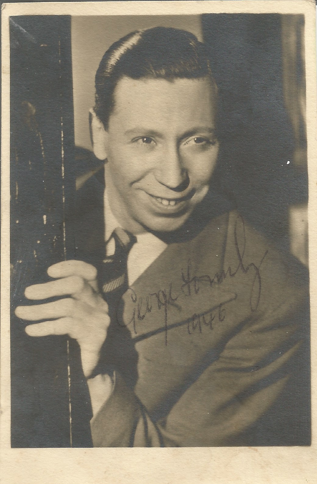 George Formby signed 6x4 vintage sepia photo.George Formby, OBE (born George Hoy Booth; 26 May
