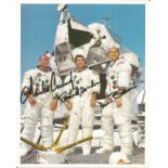 Apollo 12 crew signed 10 x 8 inch colour photo. Signed by Charles Conrad, Richard Gordon and Alan