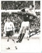 Gordon Banks and Martin Peters signed 10x8 black and white photo pictured in action for England