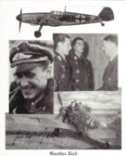 WW2 Luftwaffe fighter ace Gunter Rall KC signed 10 x 8 inch b/w montage photo. Good condition. All