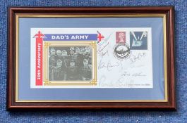 Dads Army multi signed 12x8 framed and mounted 30th Anniversary FDC signatures include Jimmy Perry ,