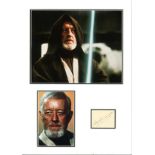 Alec Guinness 18x13 mounted signature piece includes two coloured photos pictured in his role as