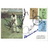 Cricket 100 Years of English County Cricket Official TCCB Cover signed by 4 Hampshire greats Mark