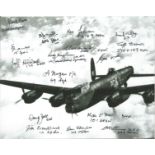World War II Lancaster multi signed 10x8 black and white photo 16 bomber command veterans signatures