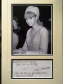 Mandy Rice Davies 10 X 8 Inch Photograph Professionally Double Mounted Above A Note , Hand Written