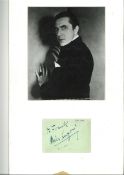 Bela Lugosi 18x11 mounted signature piece includes vintage black and white photo and signed album