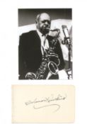 Music Coleman Hawkins signed rare autograph album page set on A4 page with b/w photo. Good