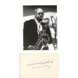 Music Coleman Hawkins signed rare autograph album page set on A4 page with b/w photo. Good