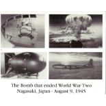 WW2 Fred Olivi Co Pilot Atom bomb plane Bockscar signed 10 x 8 inch b/w montage photo. Good